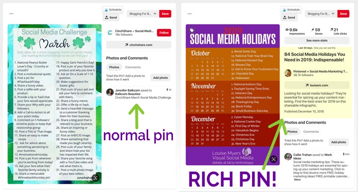 Rich Pins vs Normal Pin