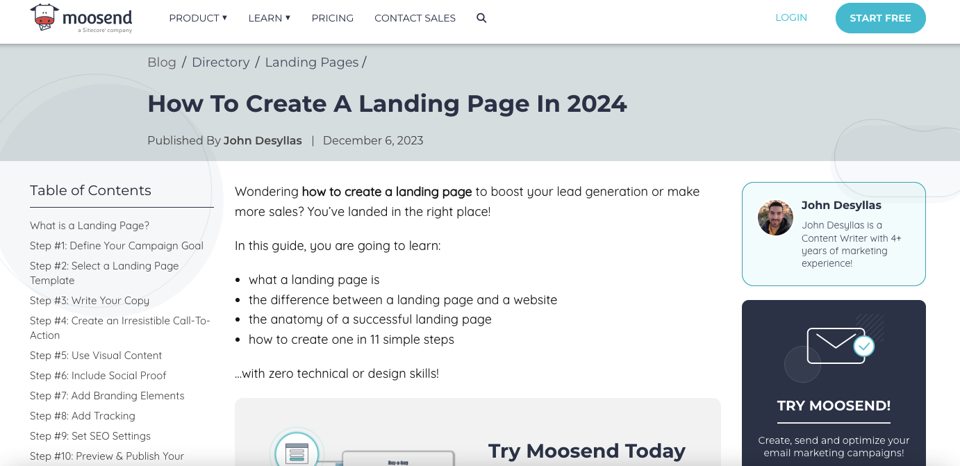 how to create a landing page