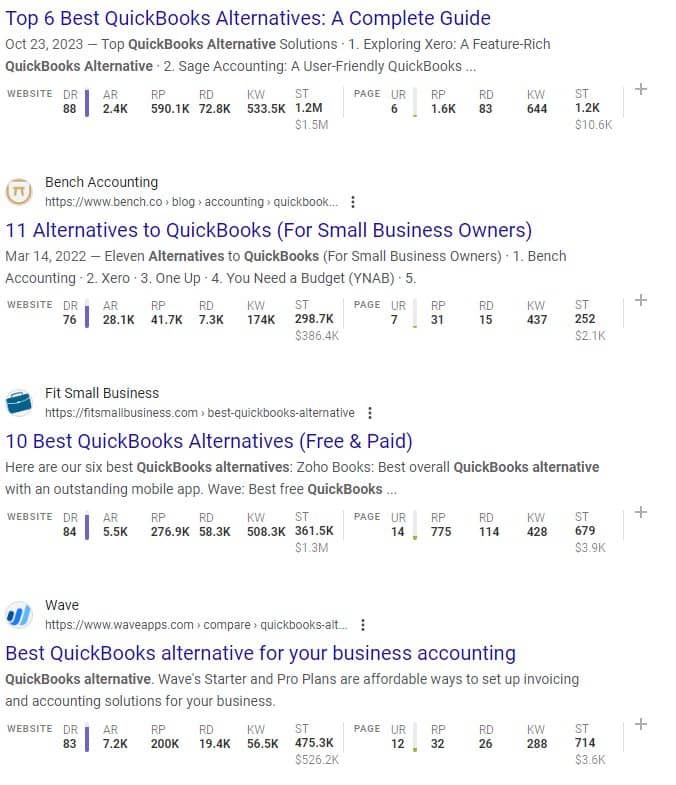 Quickbooks alternatives search results