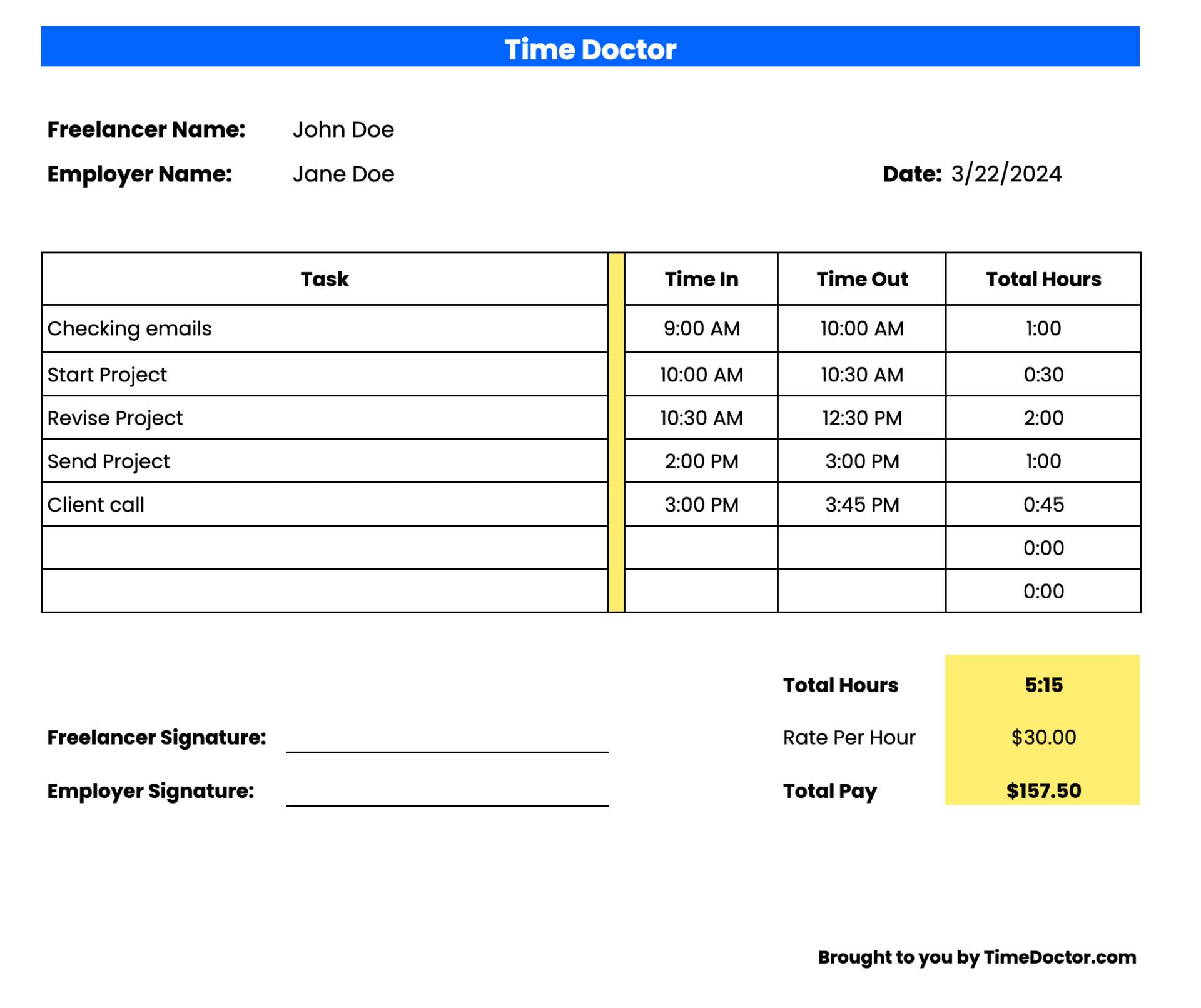 Timesheet template