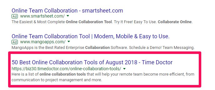 Rankings for online collaboration tools